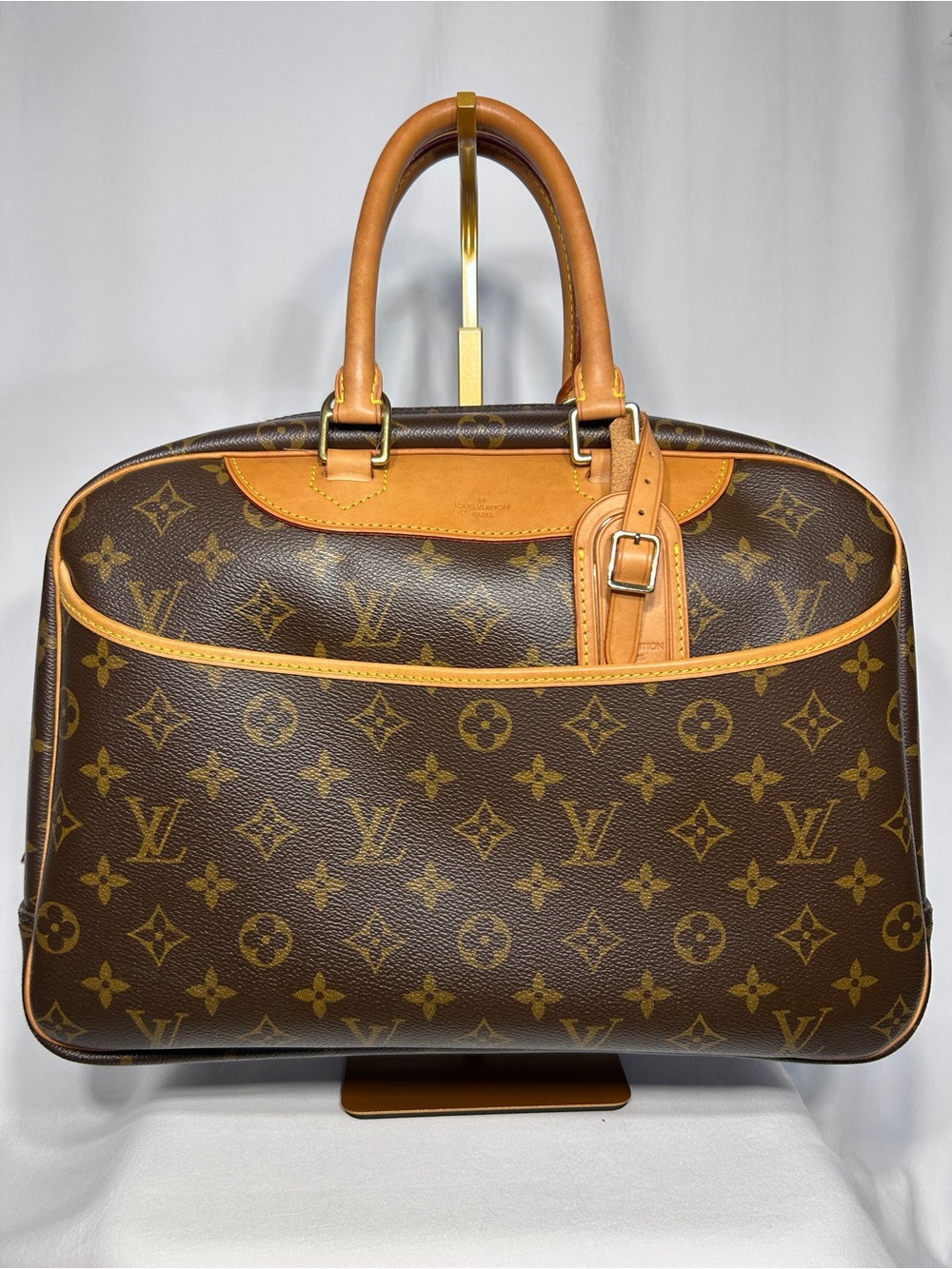Louis Vuitton Brown Deauville Monogram bag with Tan Leather Trim